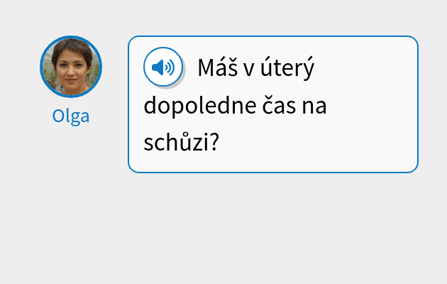 Máš v úterý dopoledne čas na schůzi?