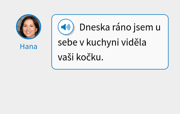 Dneska ráno jsem u sebe v kuchyni viděla vaši kočku.