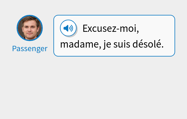 Excusez-moi, madame, je suis désolé.