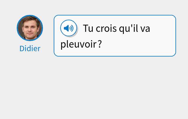 Tu crois qu'il va pleuvoir ?