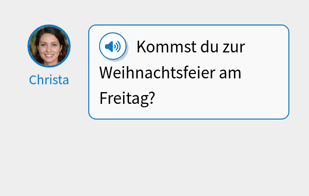 Kommst du zur Weihnachtsfeier am Freitag?