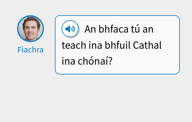 An bhfaca tú an teach ina bhfuil Cathal ina chónaí?
