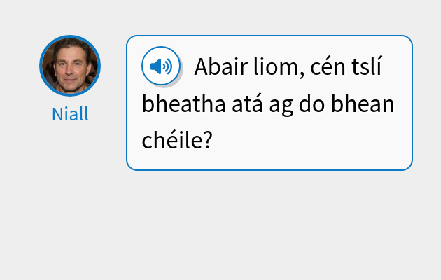 Abair liom, cén tslí bheatha atá ag do bhean chéile?