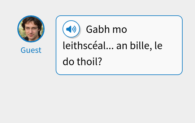 Gabh mo leithscéal... an bille, le do thoil?