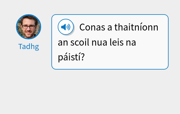 Conas a thaitníonn an scoil nua leis na páistí?