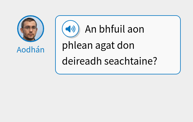 An bhfuil aon phlean agat don deireadh seachtaine?