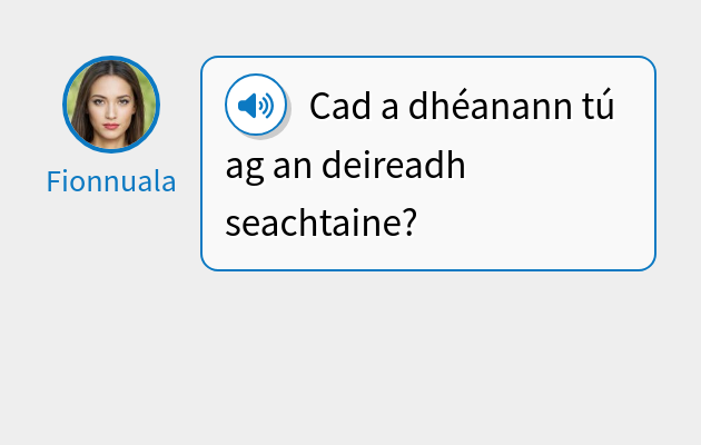 Cad a dhéanann tú ag an deireadh seachtaine?