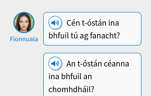Cén t-óstán ina bhfuil tú ag fanacht?