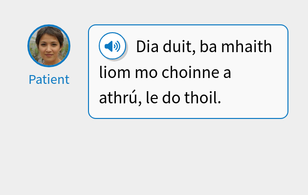 Dia duit, ba mhaith liom mo choinne a athrú, le do thoil.
