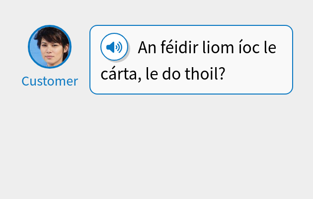 An féidir liom íoc le cárta, le do thoil?